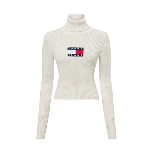 Tommy Jeans Sweter damski z dzianiny Kobiety Sztuczne włókno beżowy jednolity ze sklepu vangraaf w kategorii Swetry damskie - zdjęcie 175924267