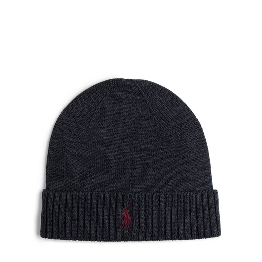 Polo Ralph Lauren Męska wełniana czapka Mężczyźni Wełna antracytowy marmurkowy ze sklepu vangraaf w kategorii Czapki zimowe męskie - zdjęcie 175924379