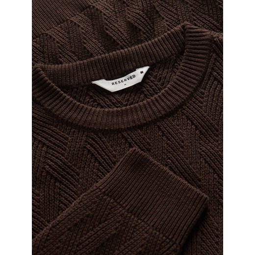 Reserved - Sweter ze strukturalnej dzianiny - ciemnobrązowy Reserved XL Reserved