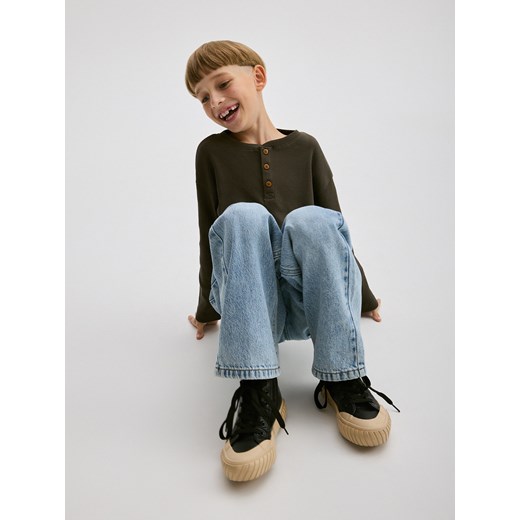 Reserved - Bawełniany longsleeve - ciemnobrązowy Reserved 146 (10 lat) Reserved