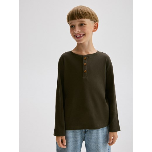 Reserved - Bawełniany longsleeve - ciemnobrązowy Reserved 158 (12 lat) Reserved