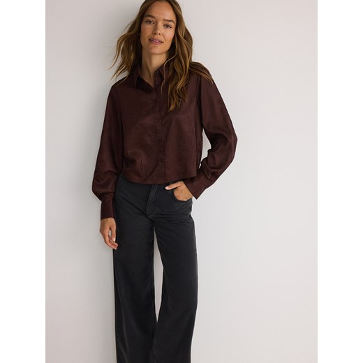 Reserved - Koszula ze strukturalnym wzorem - brązowy ze sklepu Reserved w kategorii Koszule damskie - zdjęcie 175929757