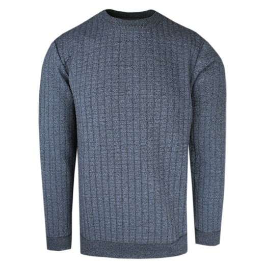 Męski Sweter - Jednokolorowy z Fakturą Materiału - Brave Soul - Niebieski SWBRSAW24WHITMANblue ze sklepu JegoSzafa.pl w kategorii Swetry męskie - zdjęcie 175930117