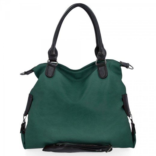 Torebka Damska XXL firmy Hernan Shopper Bag Butelkowa Zieleń ze sklepu PaniTorbalska w kategorii Torby Shopper bag - zdjęcie 175930786