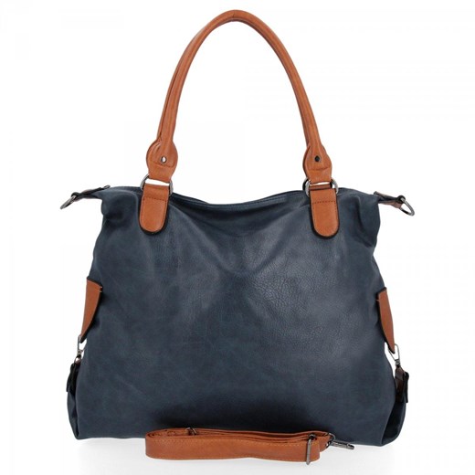 Torebka Damska XXL firmy Hernan Shopper Bag Granatowa ze sklepu PaniTorbalska w kategorii Torby Shopper bag - zdjęcie 175930809