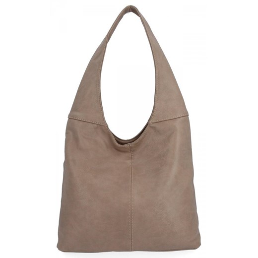 Uniwersalne Torebki Damskie Shopper Bag firmy Hernan HB0141 Ciemno Beżowa ze sklepu PaniTorbalska w kategorii Torebki hobo - zdjęcie 175931257