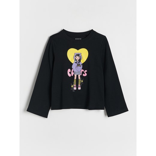 Reserved - Koszulka z nadrukiem - czarny ze sklepu Reserved w kategorii Bluzki dziewczęce - zdjęcie 175931777