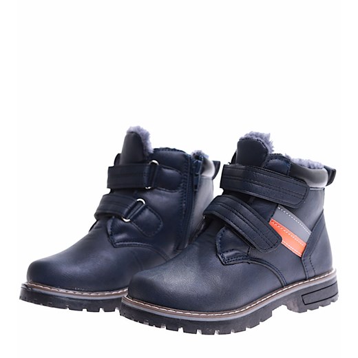 Ocieplane chłopięce buty na rzepy granatowe /G12-2 16998 T435/ 36 Pantofelek24.pl