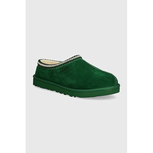 UGG kapcie zamszowe Tasman kolor zielony 5950-MNS ze sklepu ANSWEAR.com w kategorii Kapcie męskie - zdjęcie 175932105