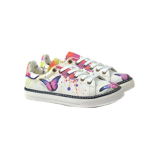 Goby Skórzane sneakersy w kolorze białym ze wzorem ze sklepu Limango Polska w kategorii Trampki damskie - zdjęcie 175941098