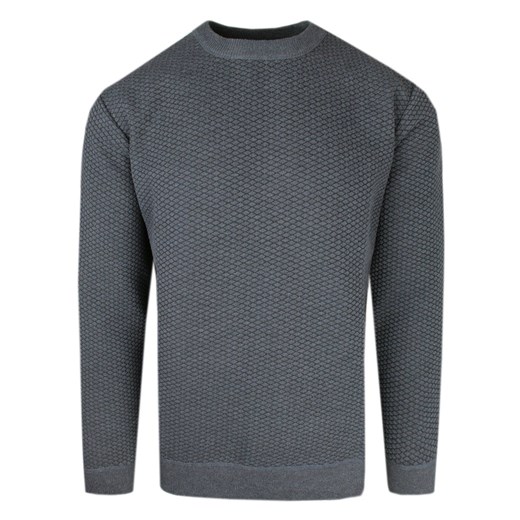 Męski Sweter - Okrągły Dekolt - Brave Soul - Grafitowy SWBRSAW24TEASDALEgrey ze sklepu JegoSzafa.pl w kategorii Swetry męskie - zdjęcie 175943556