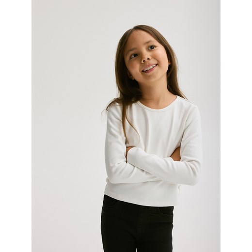 Reserved - Koszulka ze sznurowaniem - biały ze sklepu Reserved w kategorii Bluzki dziewczęce - zdjęcie 175945345