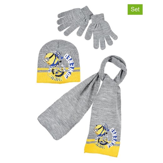Minions 3-częściowy zestaw &quot;Minionki&quot; w kolorze szarym ze sklepu Limango Polska w kategorii Czapki dziecięce - zdjęcie 175949258