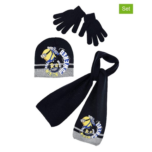 Minions 3-częściowy zestaw &quot;Minionki&quot; w kolorze granatowym ze sklepu Limango Polska w kategorii Czapki dziecięce - zdjęcie 175949259