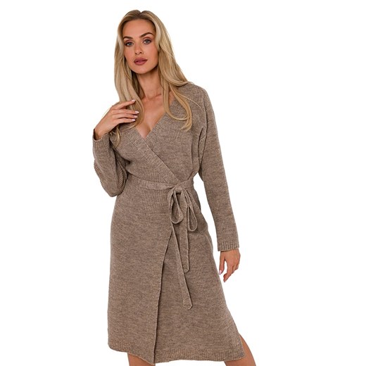 made of emotion Sukienka dzianinowa w kolorze szarobrązowym onesize okazyjna cena Limango Polska