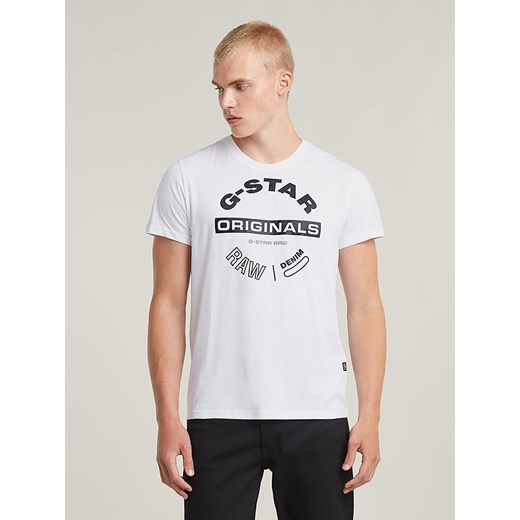 T-shirt męski biały G-Star młodzieżowy z krótkim rękawem