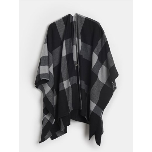 Sinsay - Ponczo w kratę - czarny Sinsay One Size Sinsay