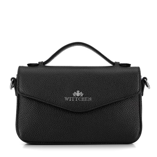 Torebka damska crossbody ze skóry groszkowej czarno - srebrna ze sklepu WITTCHEN w kategorii Listonoszki - zdjęcie 175955327