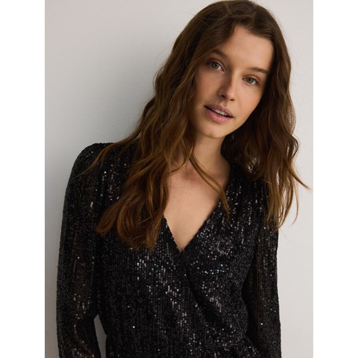 Reserved - Sukienka z cekinami - czarny Reserved XS Reserved