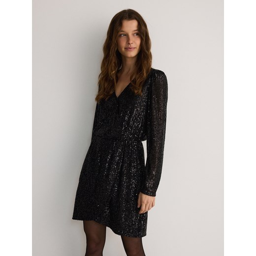 Reserved - Sukienka z cekinami - czarny Reserved XS Reserved