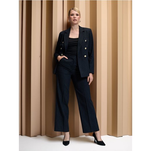 Sinsay - Eleganckie spodnie w paski - granatowy Sinsay S Sinsay