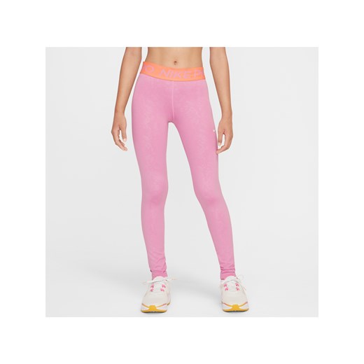 Dziewczęce legginsy ze średnim stanem Dri-FIT Nike Pro - Różowy ze sklepu Nike poland w kategorii Spodnie dziewczęce - zdjęcie 175958566