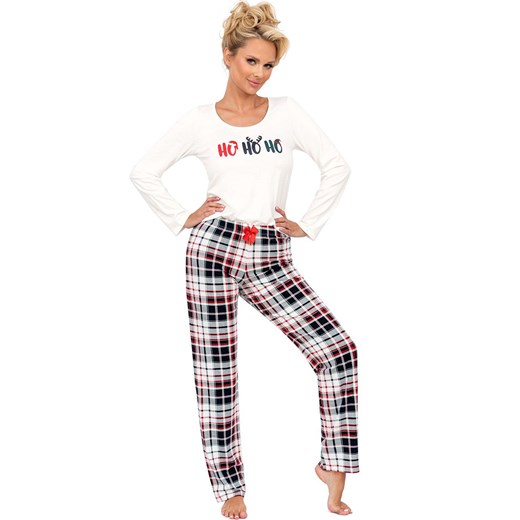 Świąteczna piżama damska ecru HoHo, Kolor ecru-kratka, Rozmiar S, Donna ze sklepu Intymna w kategorii Piżamy damskie - zdjęcie 175959268