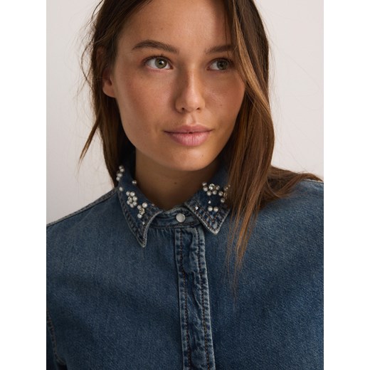 Reserved - Koszula z dekoracyjnym kołnierzem - niebieski Reserved XL Reserved