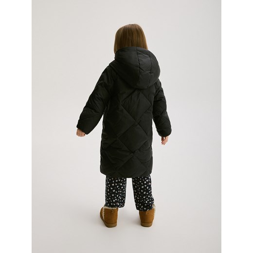 Reserved - Długi płaszcz z puchowym wypełnieniem - czarny Reserved 152 (11 lat) Reserved