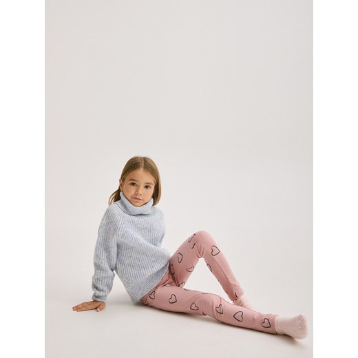 Reserved - Legginsy w serduszka - brudny róż Reserved 164 (13 lat) Reserved