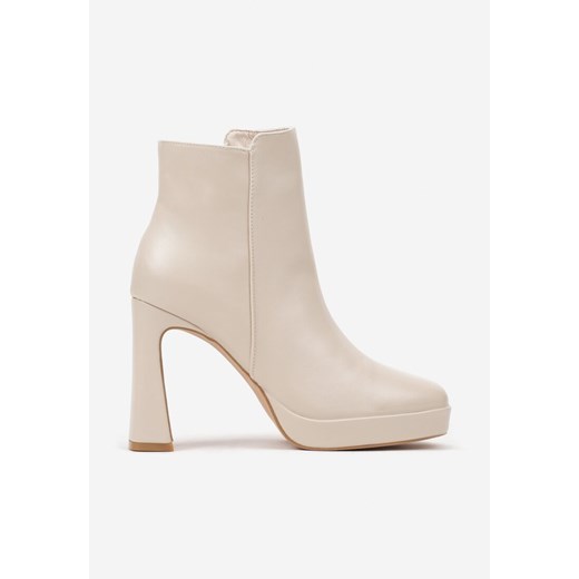 Botki Born2be eleganckie beżowe z zamkiem 