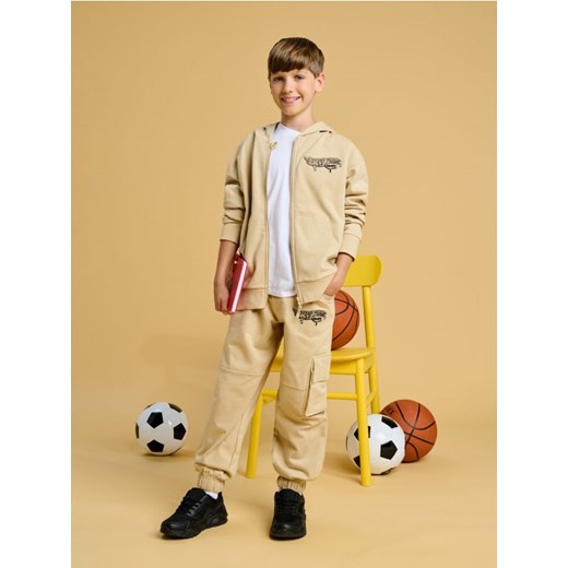 Sinsay - Spodnie dresowe Hot Wheels - kremowy Sinsay 158 Sinsay