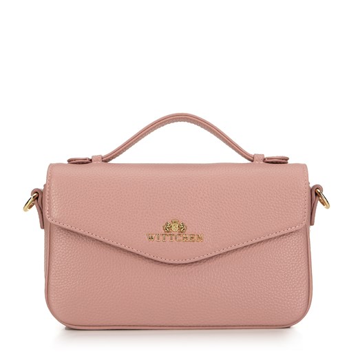 Torebka damska crossbody ze skóry groszkowej różowa ze sklepu WITTCHEN w kategorii Listonoszki - zdjęcie 175973918