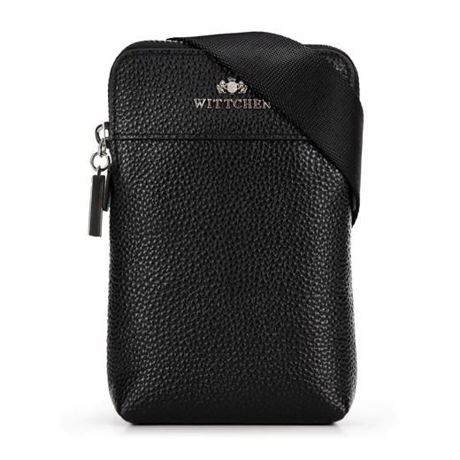 Minitorebka skórzana crossbody czarna ze srebrnym logo ze sklepu WITTCHEN w kategorii Listonoszki - zdjęcie 175973937
