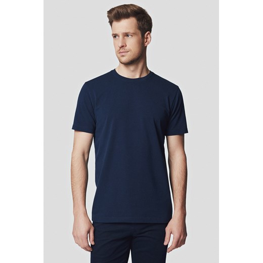 Koszulka z Bawełną Granatowa Jeffrey ze sklepu Lancerto S.A. w kategorii T-shirty męskie - zdjęcie 176009097