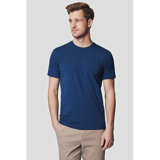 Koszulka z Bawełną Szafirowa Jeffrey ze sklepu Lancerto S.A. w kategorii T-shirty męskie - zdjęcie 176009099