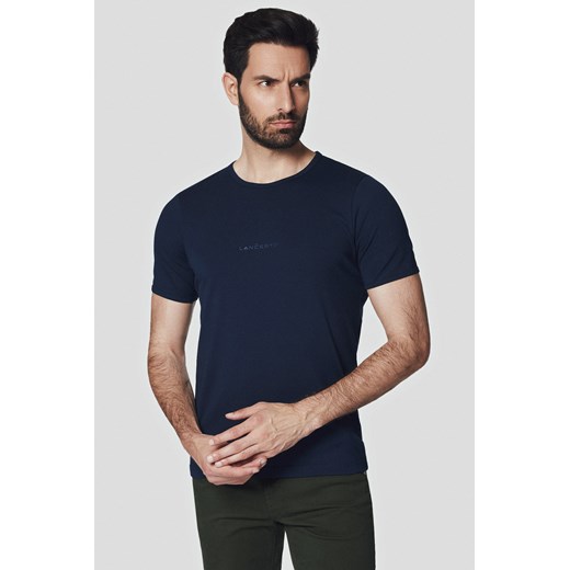 Koszulka Granatowa z Bawełną Calum ze sklepu Lancerto S.A. w kategorii T-shirty męskie - zdjęcie 176009186