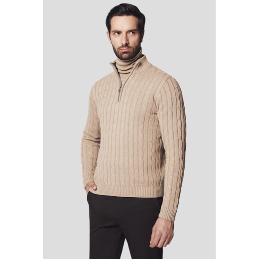 Sweter Beżowy Bawełniany Vetle ze sklepu Lancerto S.A. w kategorii Swetry męskie - zdjęcie 176009635