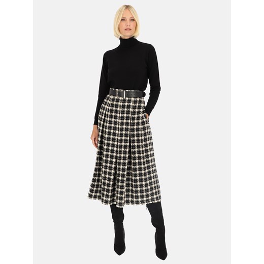 Rozkloszowana spódnica w czarno-białą kratkę Potis & Verso Mirela ze sklepu Eye For Fashion w kategorii Spódnice - zdjęcie 176009678