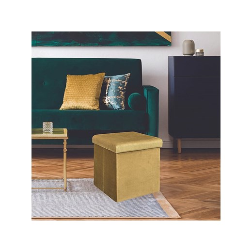 Rétro Chic Hocker &quot;Giulia&quot; w kolorze musztardowym ze schowkiem - 38 x 38 x 38 cm ze sklepu Limango Polska w kategorii Pufy i siedziska - zdjęcie 176011516