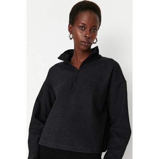 trendyol Bluza w kolorze antracytowym ze sklepu Limango Polska w kategorii Bluzy damskie - zdjęcie 176012886