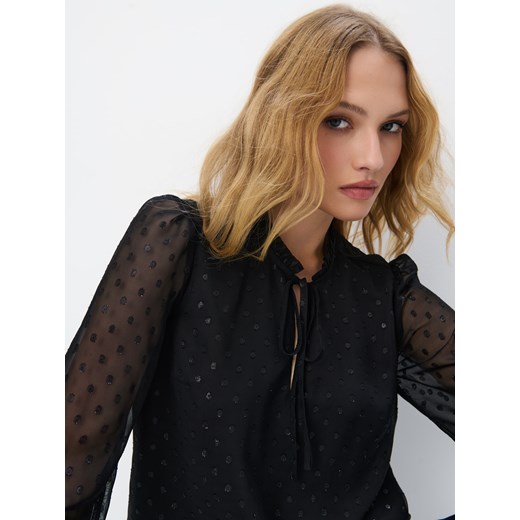 Mohito - Czarna bluzka z wiązaniem - czarny Mohito 42 Mohito