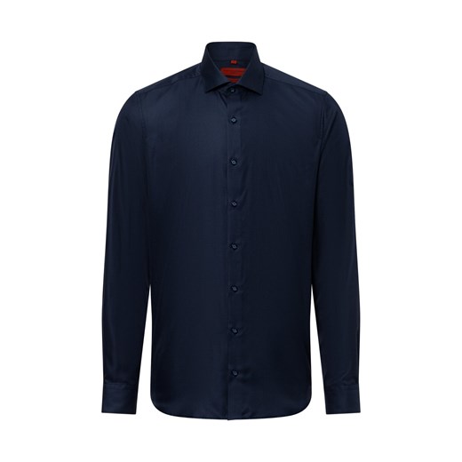 Finshley & Harding Męska koszula biznesowa Mężczyźni Slim Fit Bawełna granatowy jednolity ze sklepu vangraaf w kategorii Koszule męskie - zdjęcie 176014216