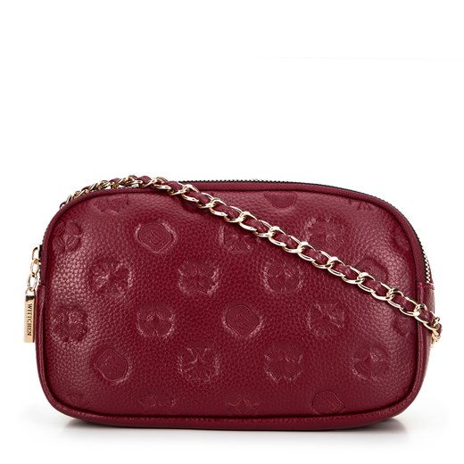 Damska crossbody ze skóry na łańcuszku bordowa ze sklepu WITTCHEN w kategorii Listonoszki - zdjęcie 176016078