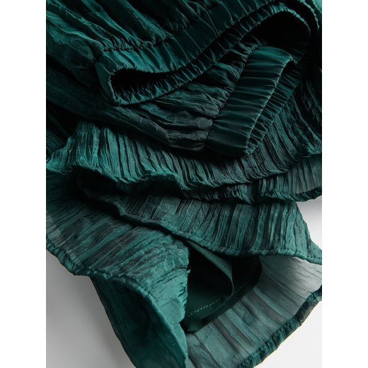 Reserved - Spódnica z efektem gniecenia - ciemnozielony Reserved XL Reserved