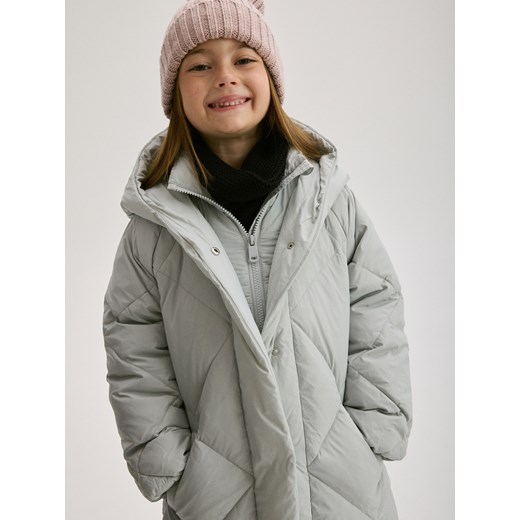 Reserved - Długi płaszcz z puchowym wypełnieniem - jasnoniebieski Reserved 122 (6-7 lat) Reserved