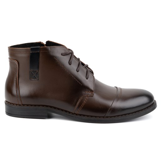 Buty męskie zimowe eleganckie trzewiki 282LU ciemny brąz ze sklepu butyolivier w kategorii Buty zimowe męskie - zdjęcie 176019208