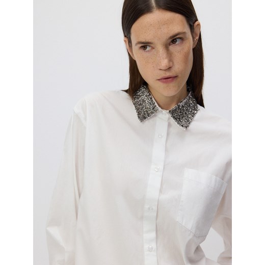 Reserved - Koszula z ozdobnym kołnierzem - biały Reserved M Reserved
