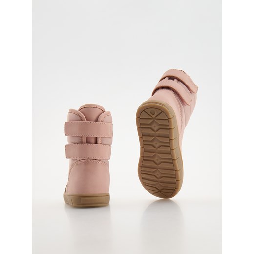 Reserved - Ocieplane botki z zapięciem na rzep - brudny róż Reserved 22/23 Reserved