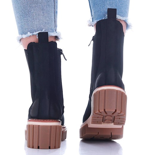 Botki Pantofelek24 czarne na platformie 